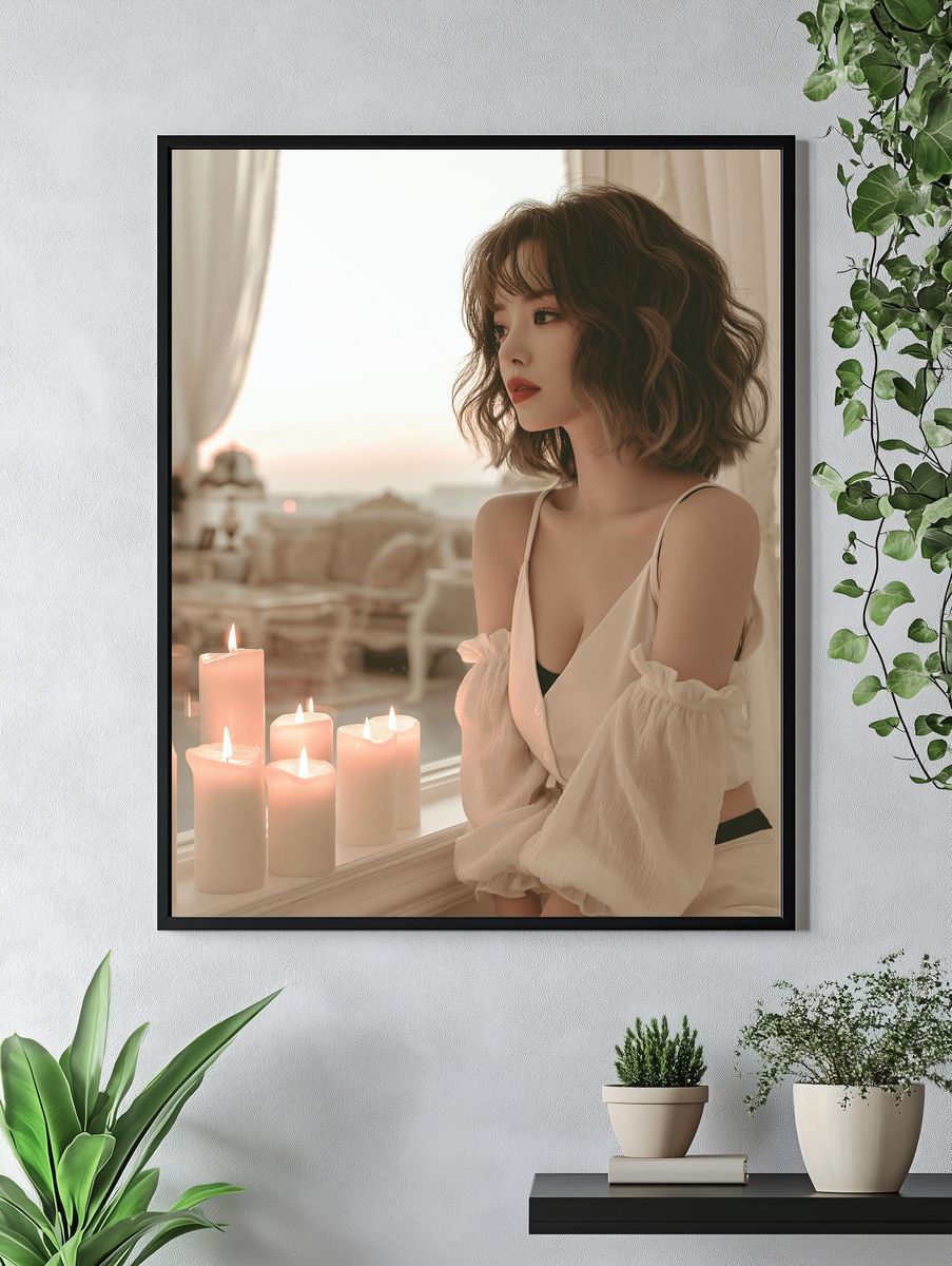 Soft Candlelit Portrait Print. — room view 4