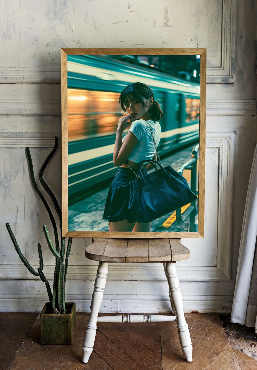 Neon Street Portrait Poster. — room view 1