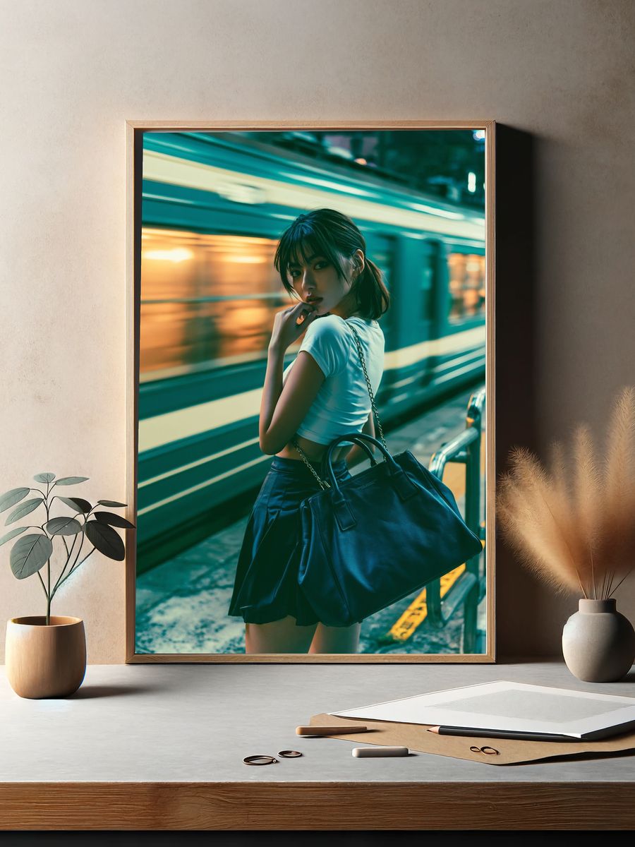Neon Street Portrait Poster. — room view 2