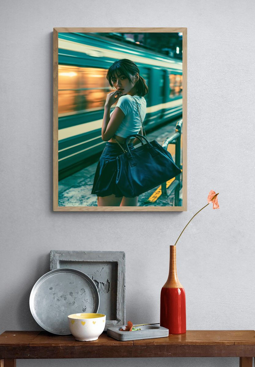 Neon Street Portrait Poster. — room view 3