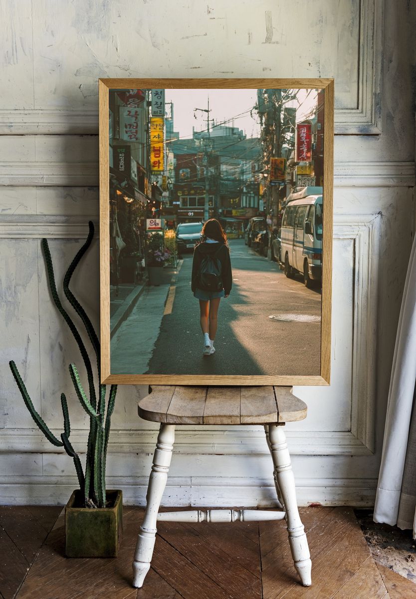 Seoul Street Walk Photography Poster. — room view 1