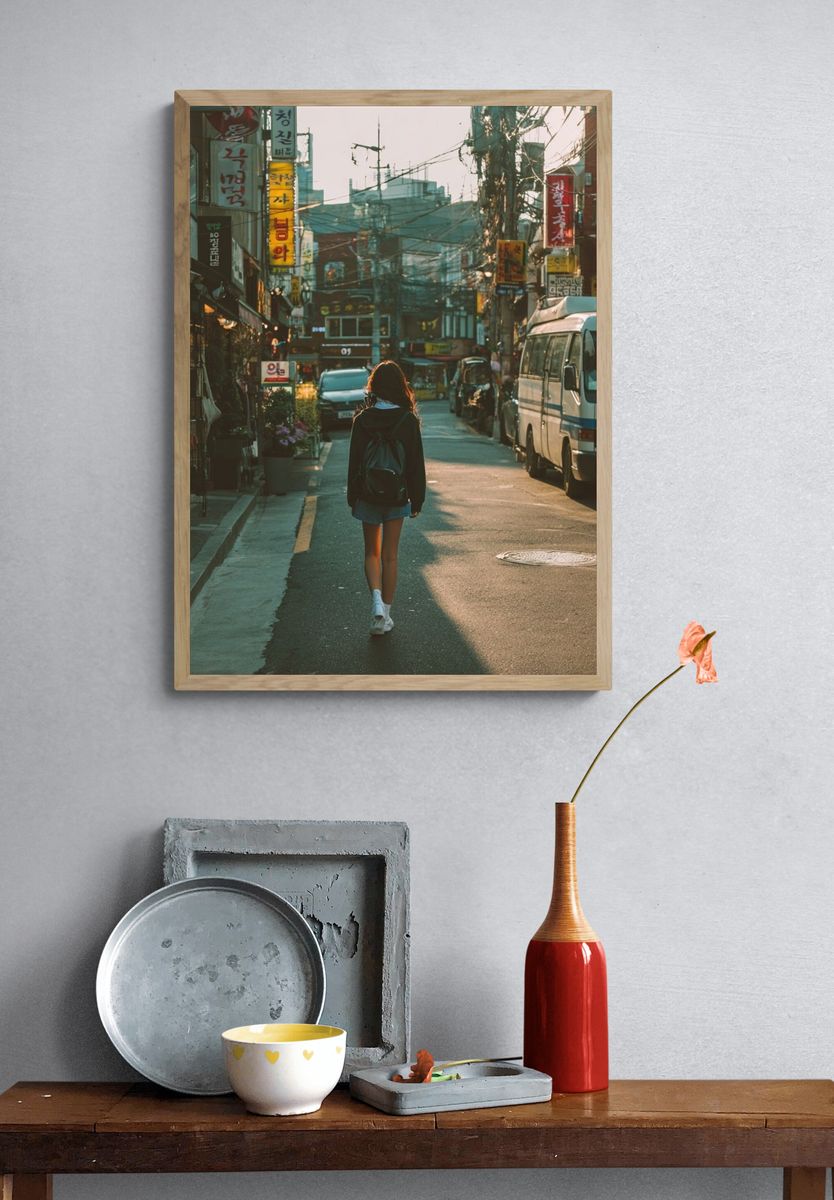 Seoul Street Walk Photography Poster. — room view 3