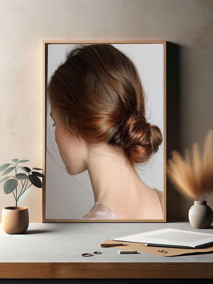 Elegant Bun Portrait Print. — room view 2