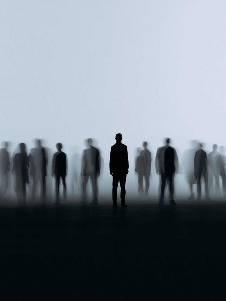 Lonely Crowd Silhouette Photography Poster. poster detail