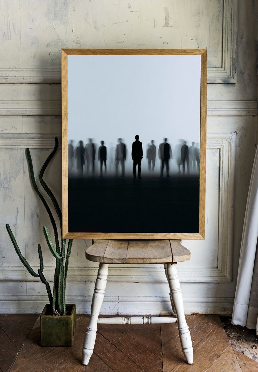 Lonely Crowd Silhouette Photography Poster. room preview