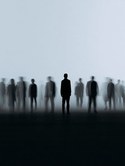 Lonely Crowd Silhouette Photography Poster.