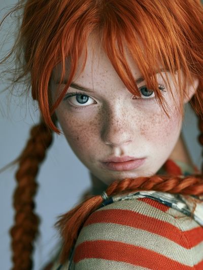 Freckled Red-Haired Portrait Print. poster