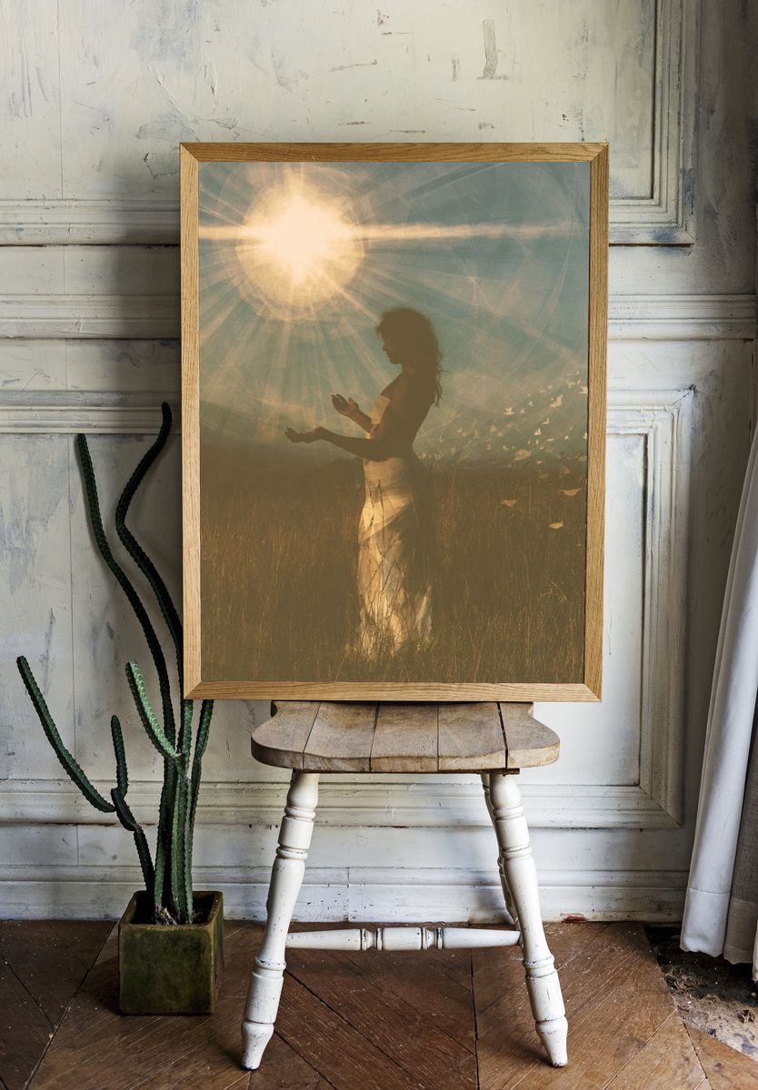 Sunlit Silhouette Portrait Print. room preview