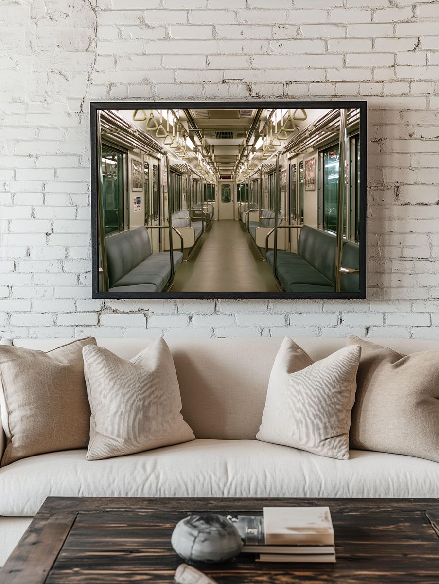 Empty Subway Car Photography Poster. room preview