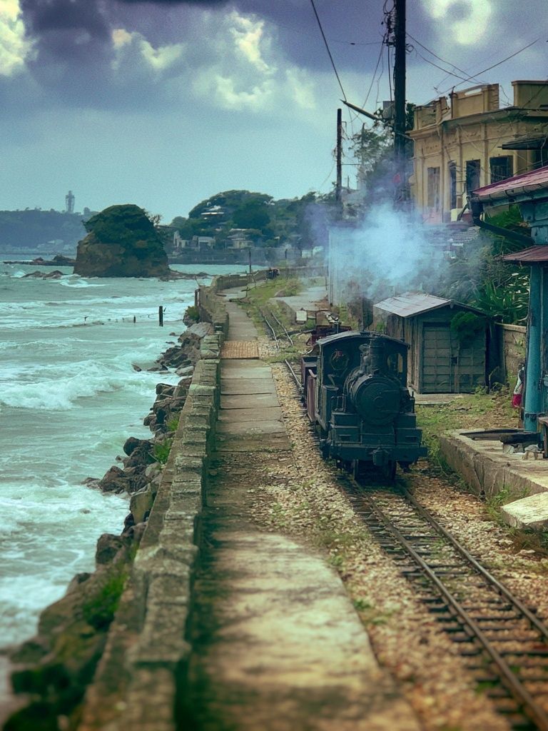 Coastal Steam Train Landscape Print. poster detail