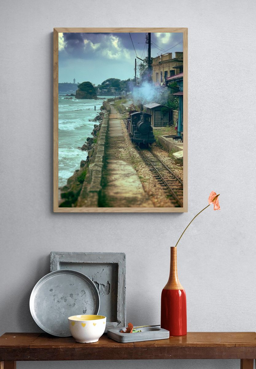 Coastal Steam Train Landscape Print. — room view 3