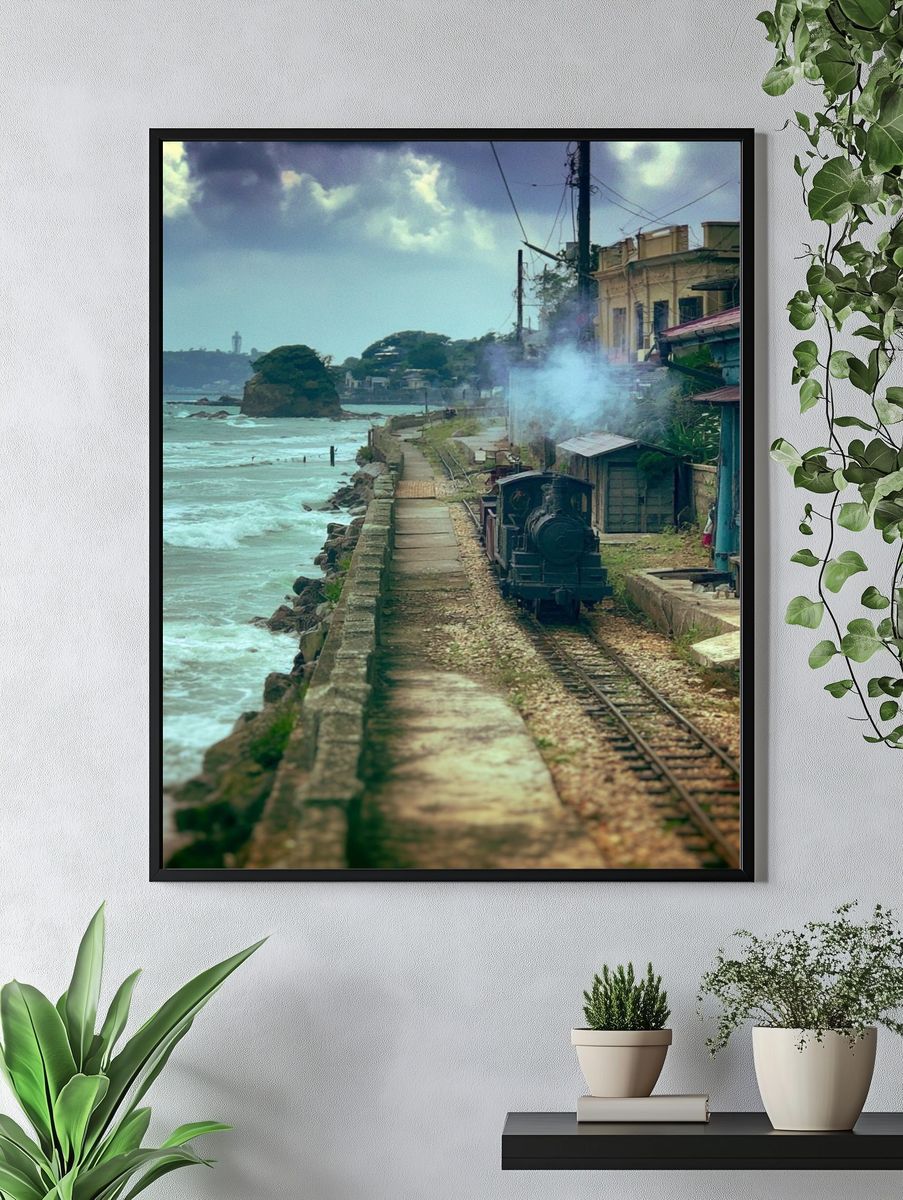 Coastal Steam Train Landscape Print. — room view 4