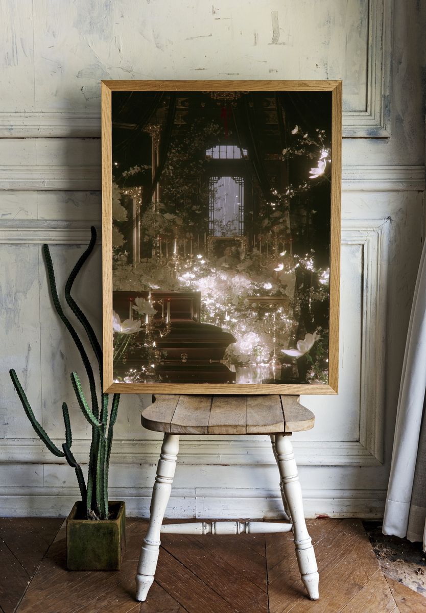 Ethereal Floral Staircase Print. room preview