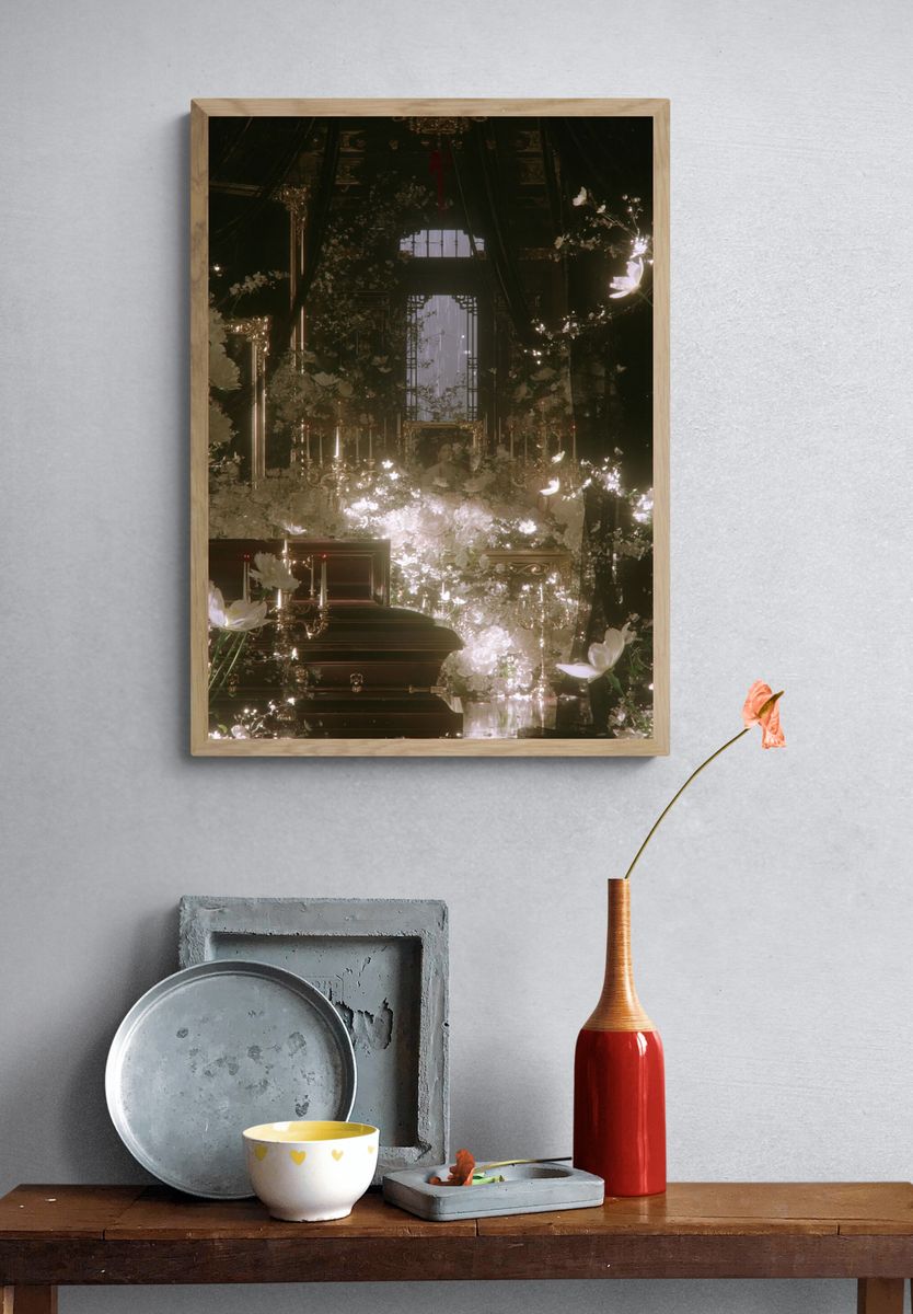 Ethereal Floral Staircase Print. — room view 3