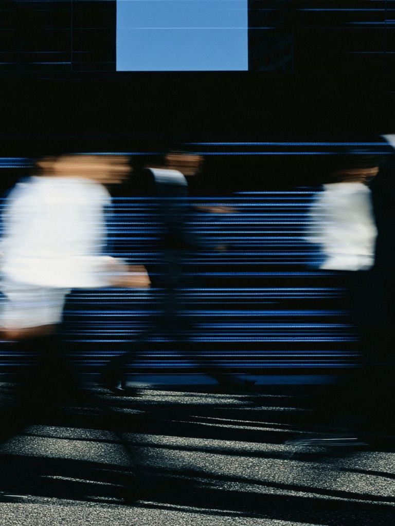Blurred Commuters Street Photography Poster. poster detail