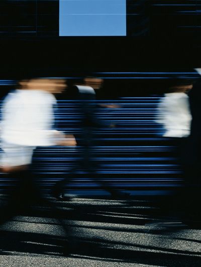 Blurred Commuters Street Photography Poster.