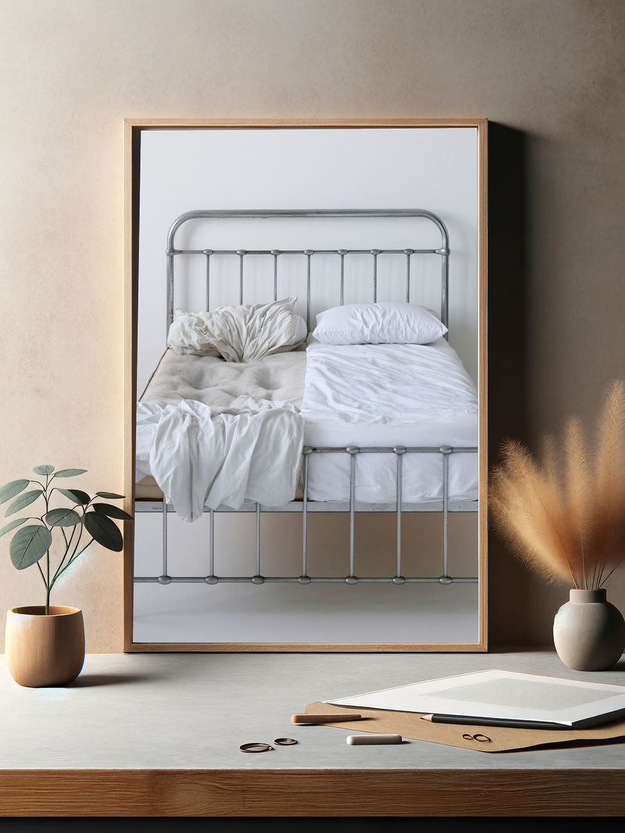 Minimal Bed Frame Photography Print. — room view 2
