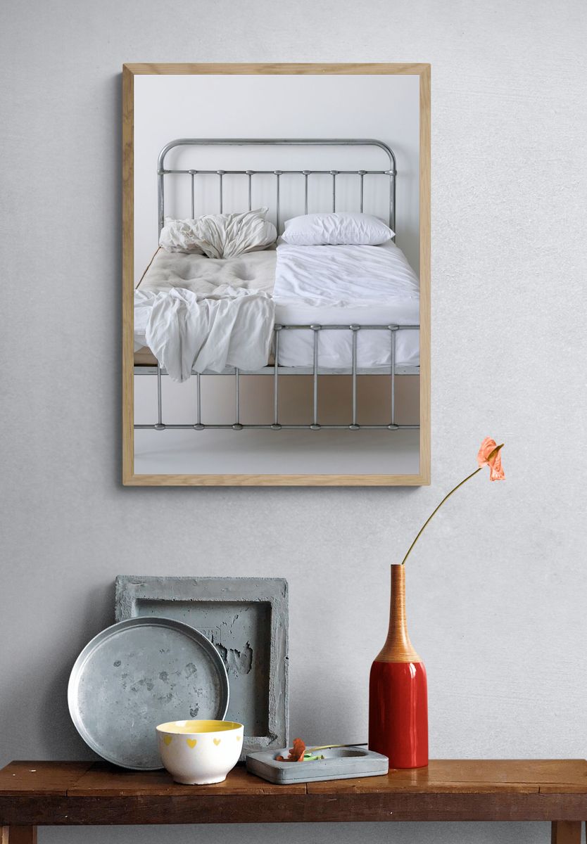 Minimal Bed Frame Photography Print. — room view 3