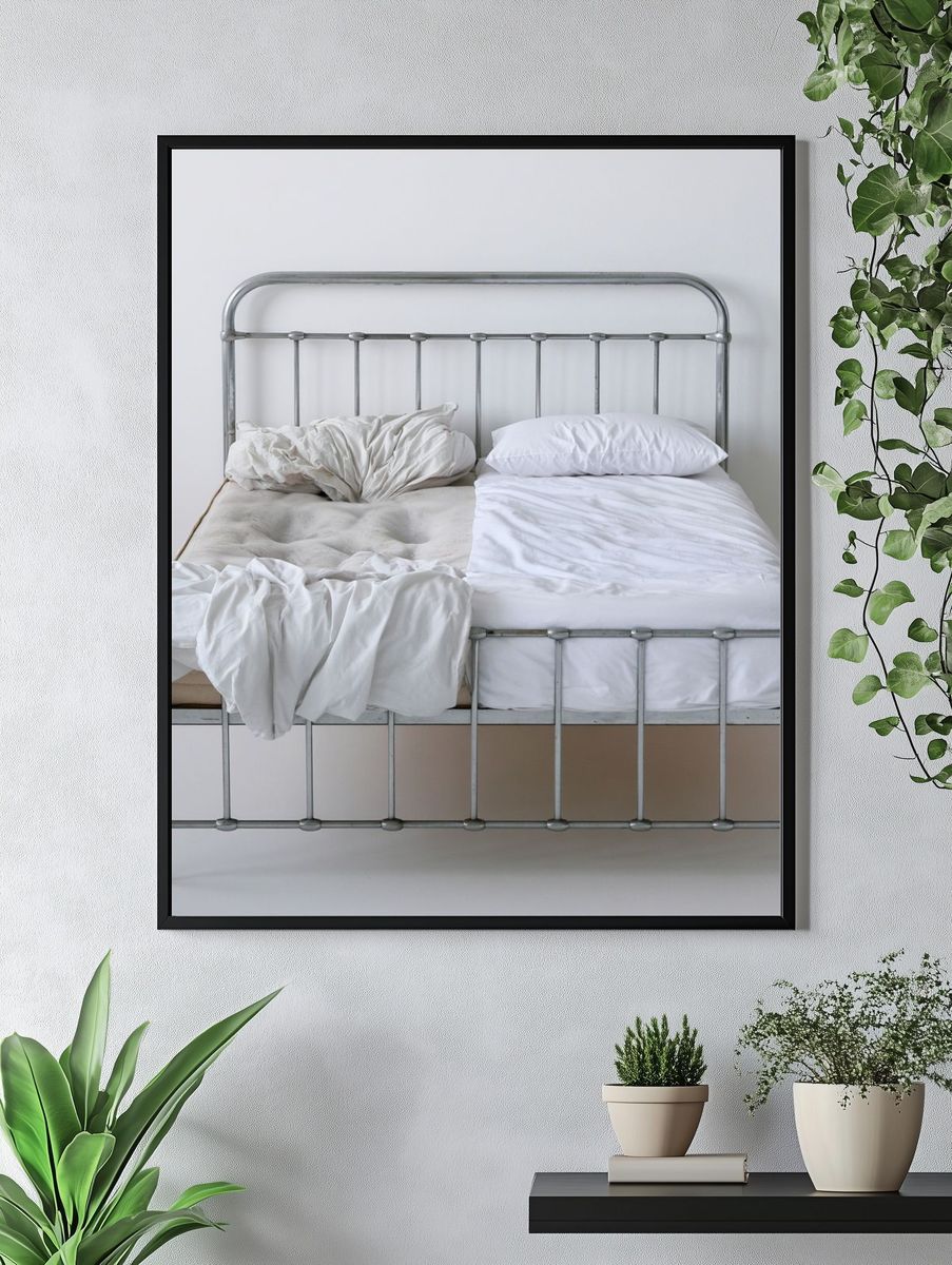 Minimal Bed Frame Photography Print. — room view 4