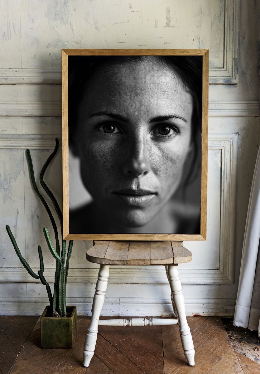 Monochrome Woman Portrait Poster. room preview