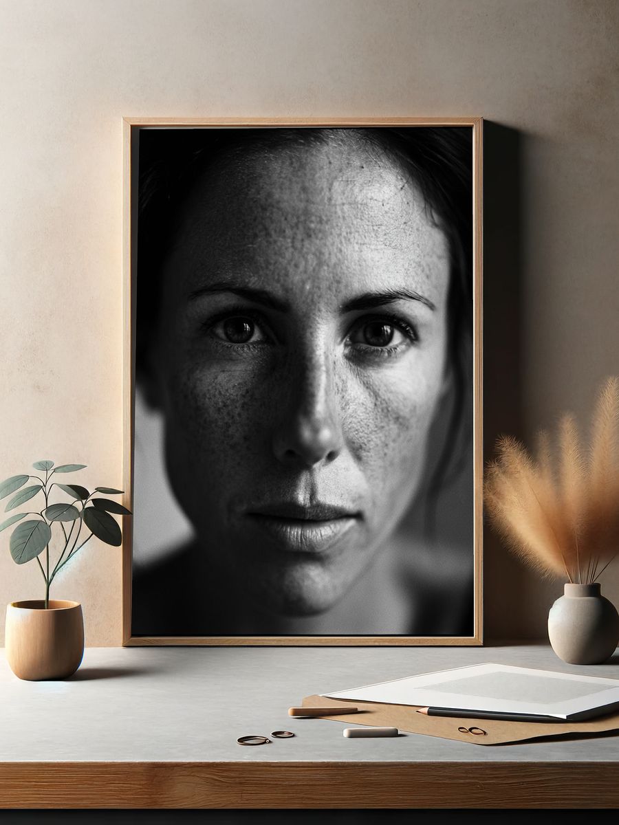 Monochrome Woman Portrait Poster. — room view 2