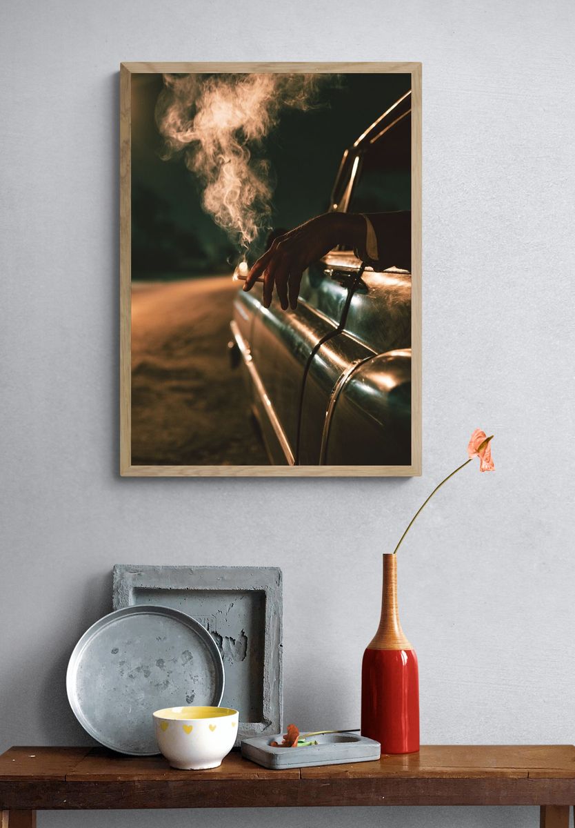 Smoky Night Drive Photography Poster. — room view 3