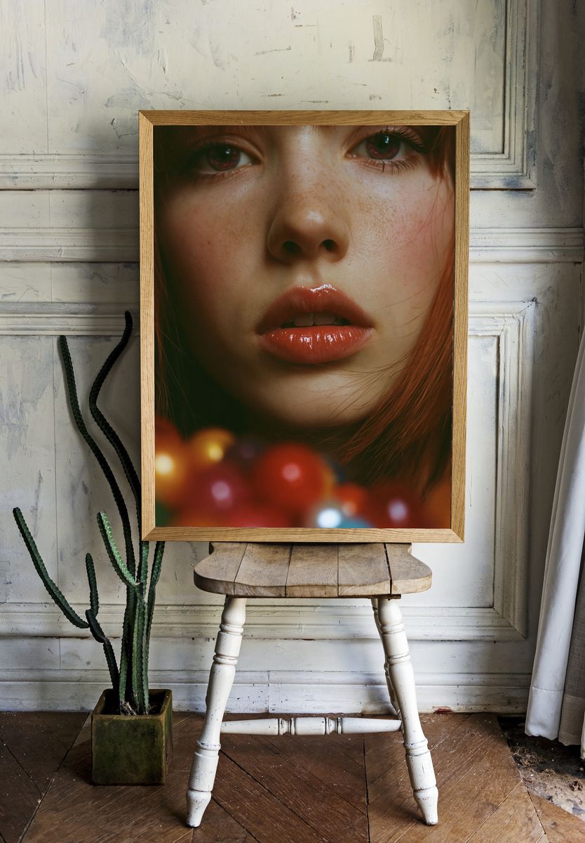 Red-Haired Portrait Photography Poster. — room view 1