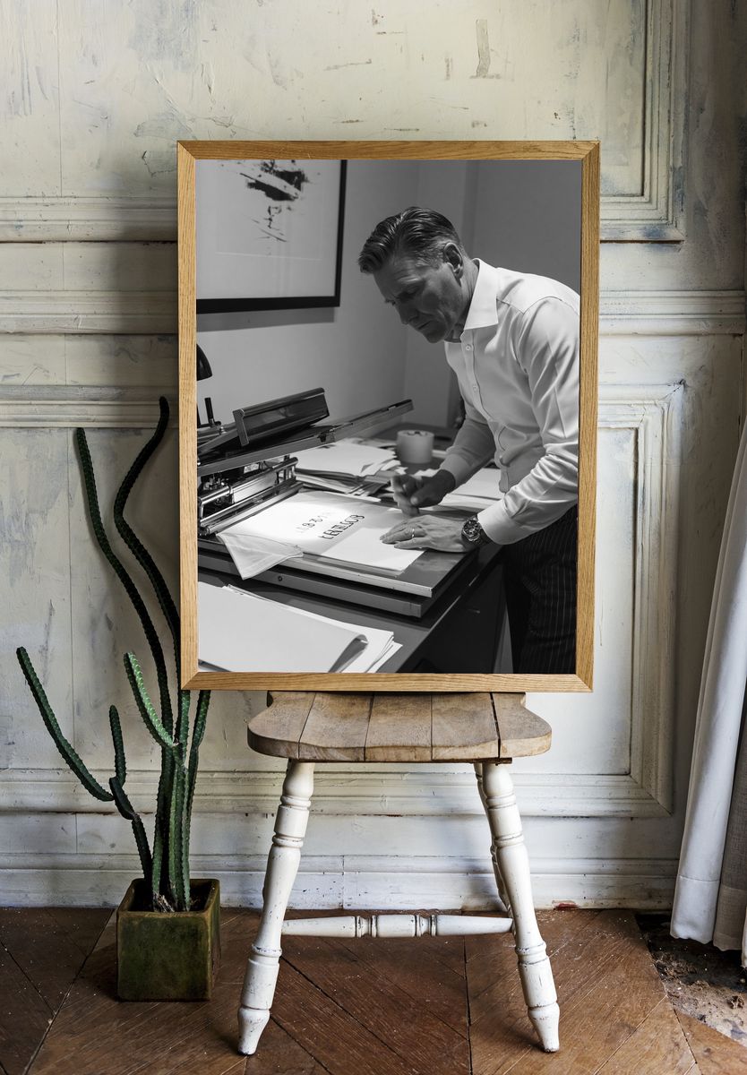 Tailor at Work Black-White Poster. — room view 1