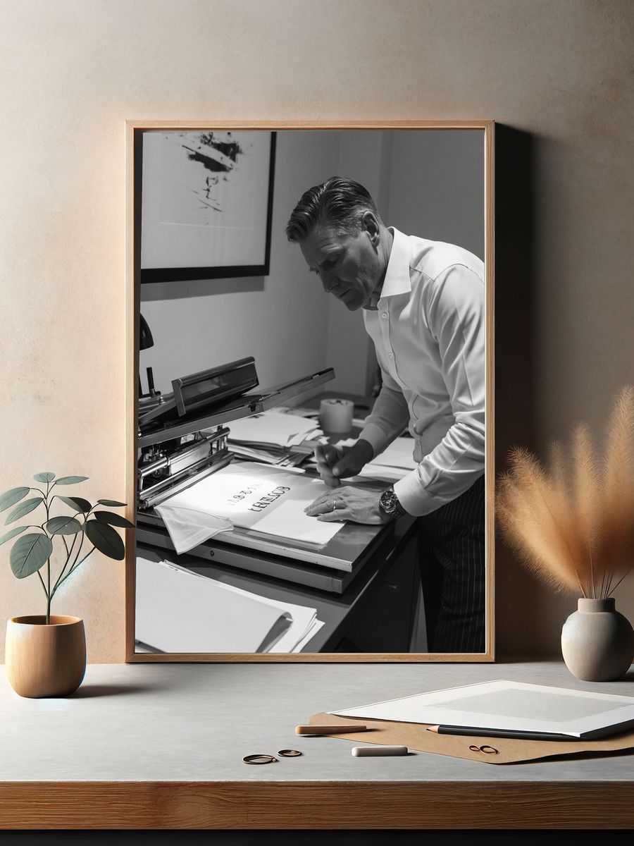 Tailor at Work Black-White Poster. — room view 2