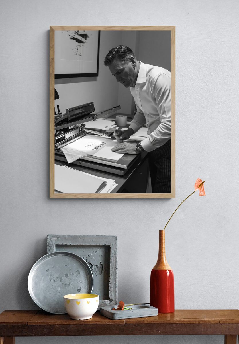Tailor at Work Black-White Poster. — room view 3