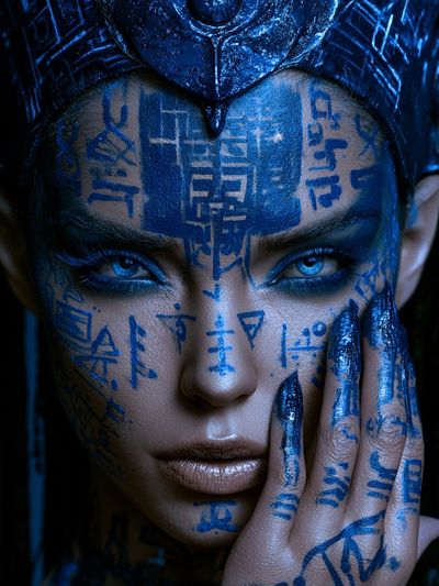 Blue Cyberpunk Portrait Print.