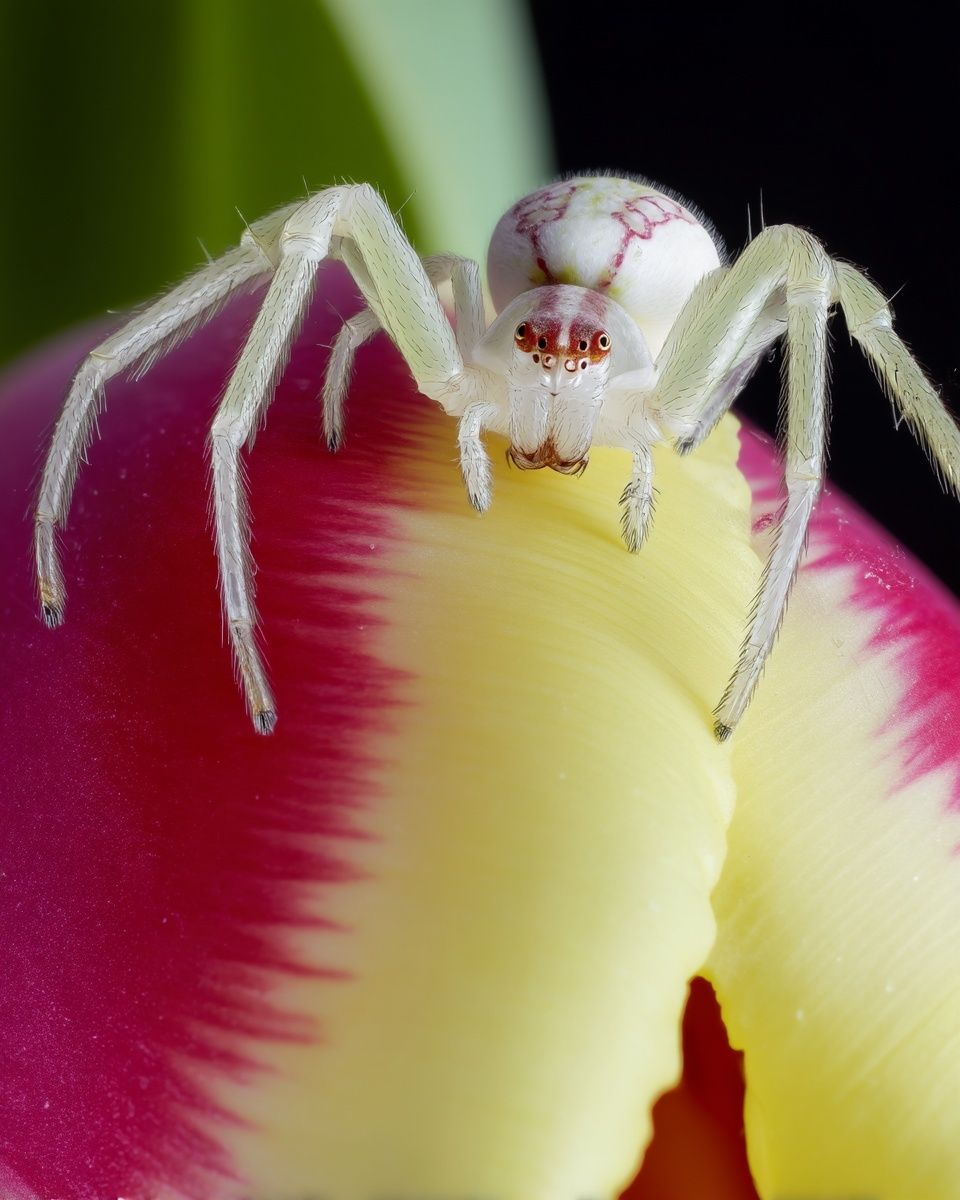 White Crab Spider on Tulip Poster. poster — photography art