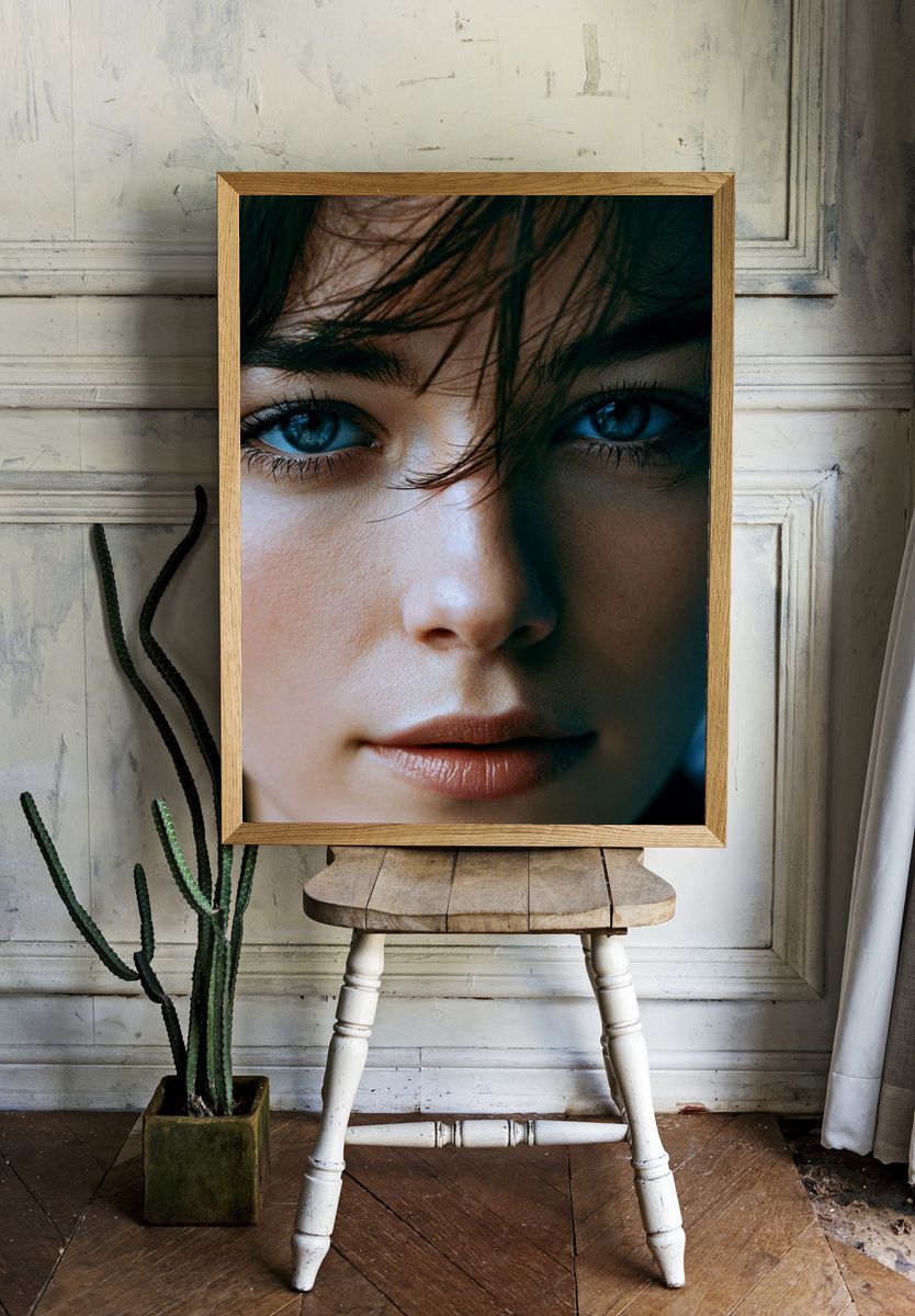Blue-Eyed Portrait Photography Poster. room preview