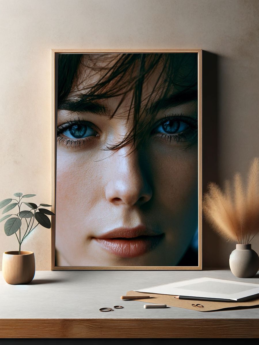 Blue-Eyed Portrait Photography Poster. — room view 2