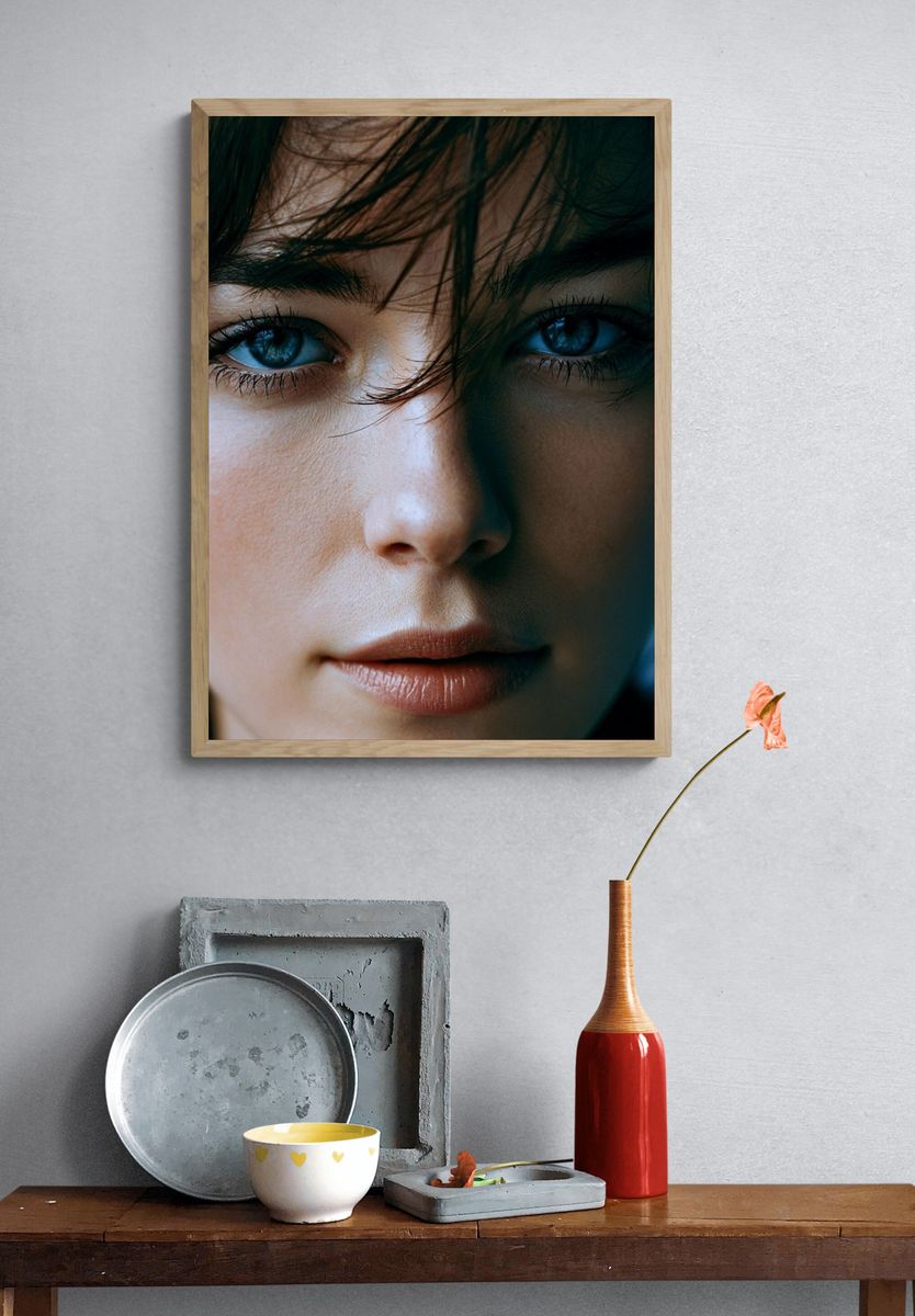 Blue-Eyed Portrait Photography Poster. — room view 3