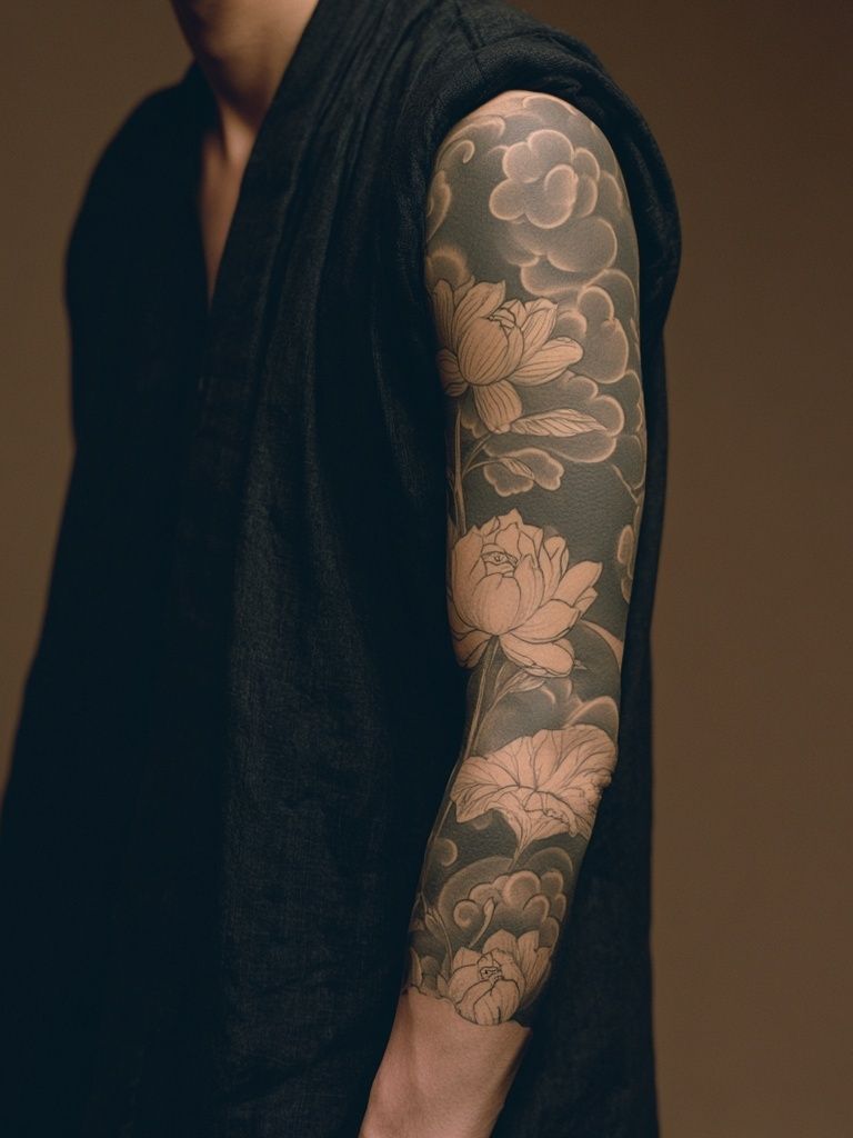 Floral Tattoo Portrait Photography Print. poster detail