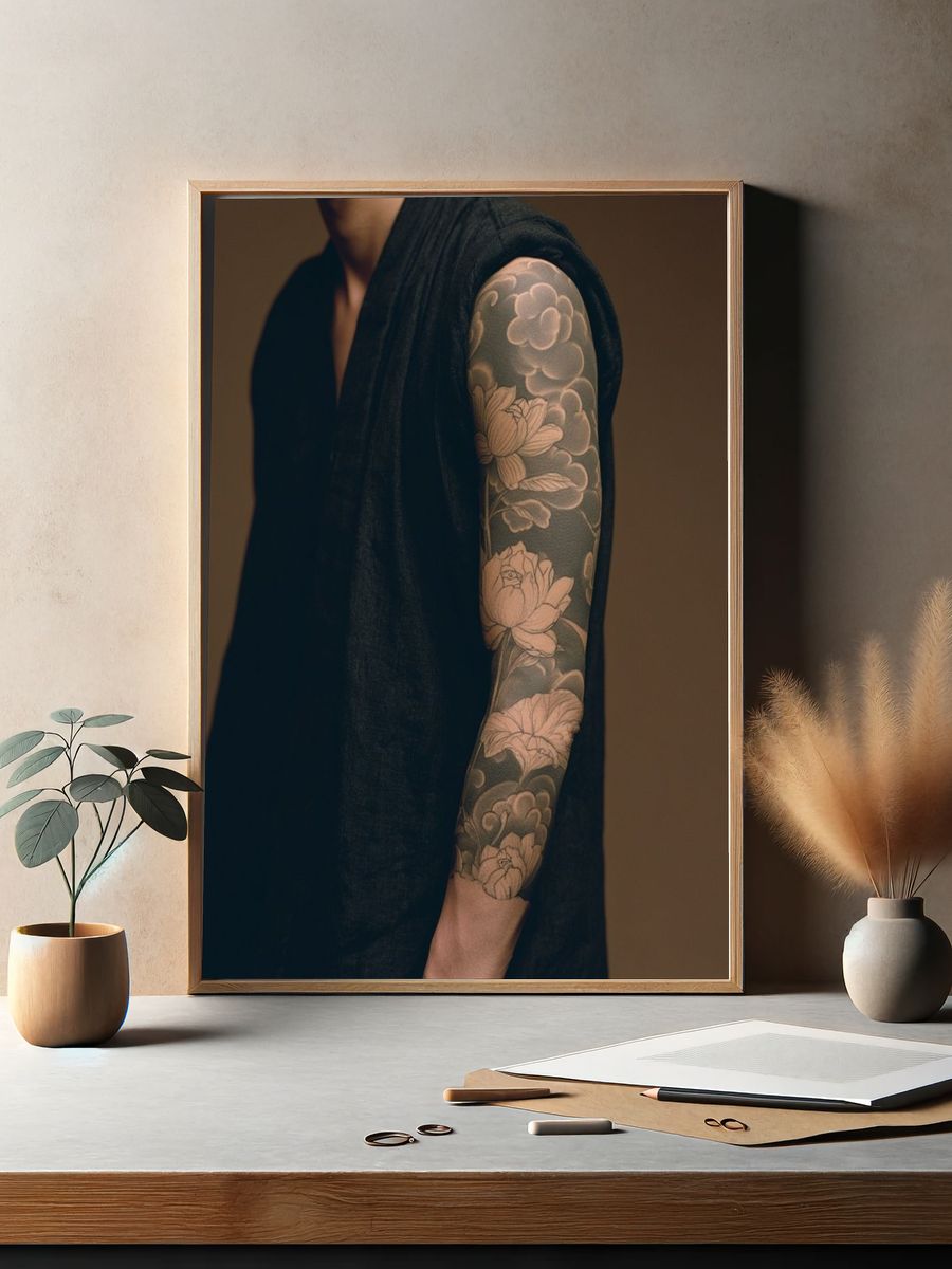 Floral Tattoo Portrait Photography Print. — room view 2