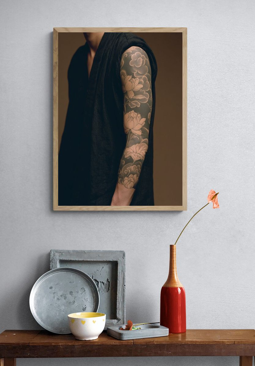 Floral Tattoo Portrait Photography Print. — room view 3