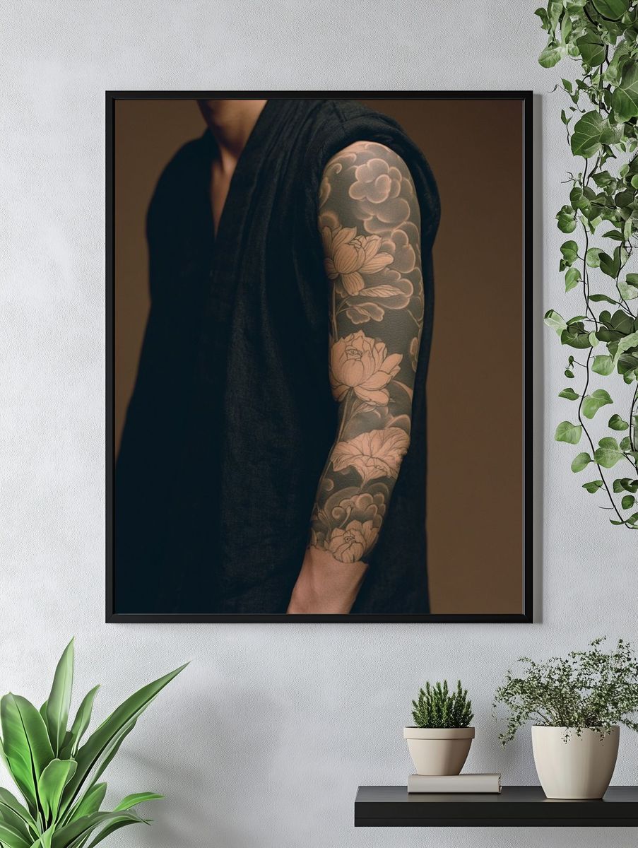Floral Tattoo Portrait Photography Print. — room view 4