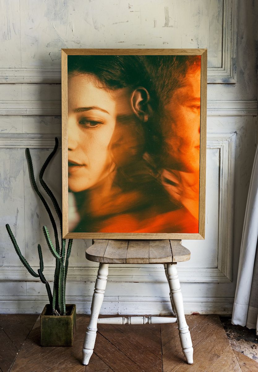 Dual Portrait Orange Glow Poster. room preview