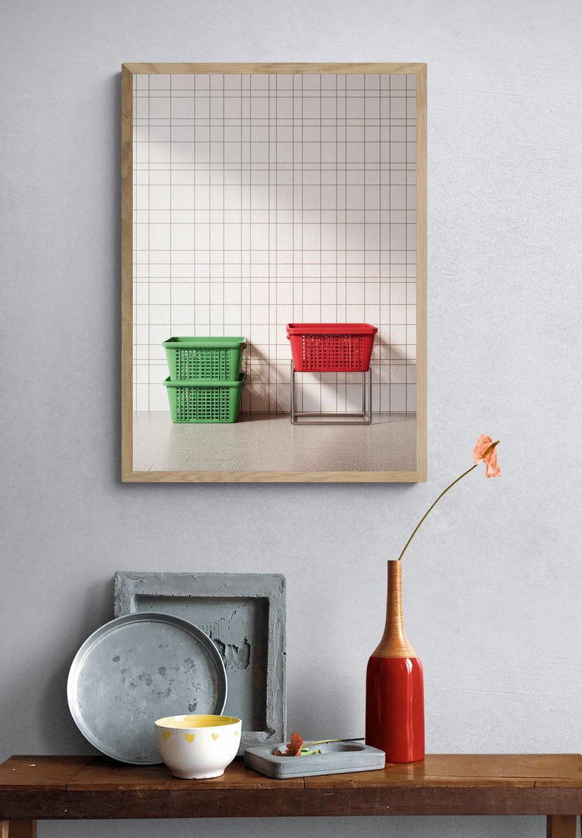 Colorful Basket Still Life Photography Poster. — room view 3