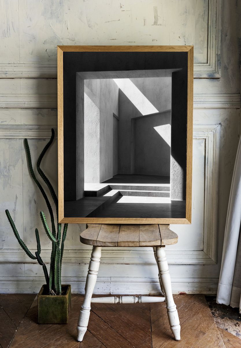 Monochrome Architectural Light Poster. room preview