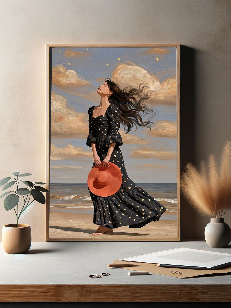 Windblown Beach Portrait Print. — room view 2