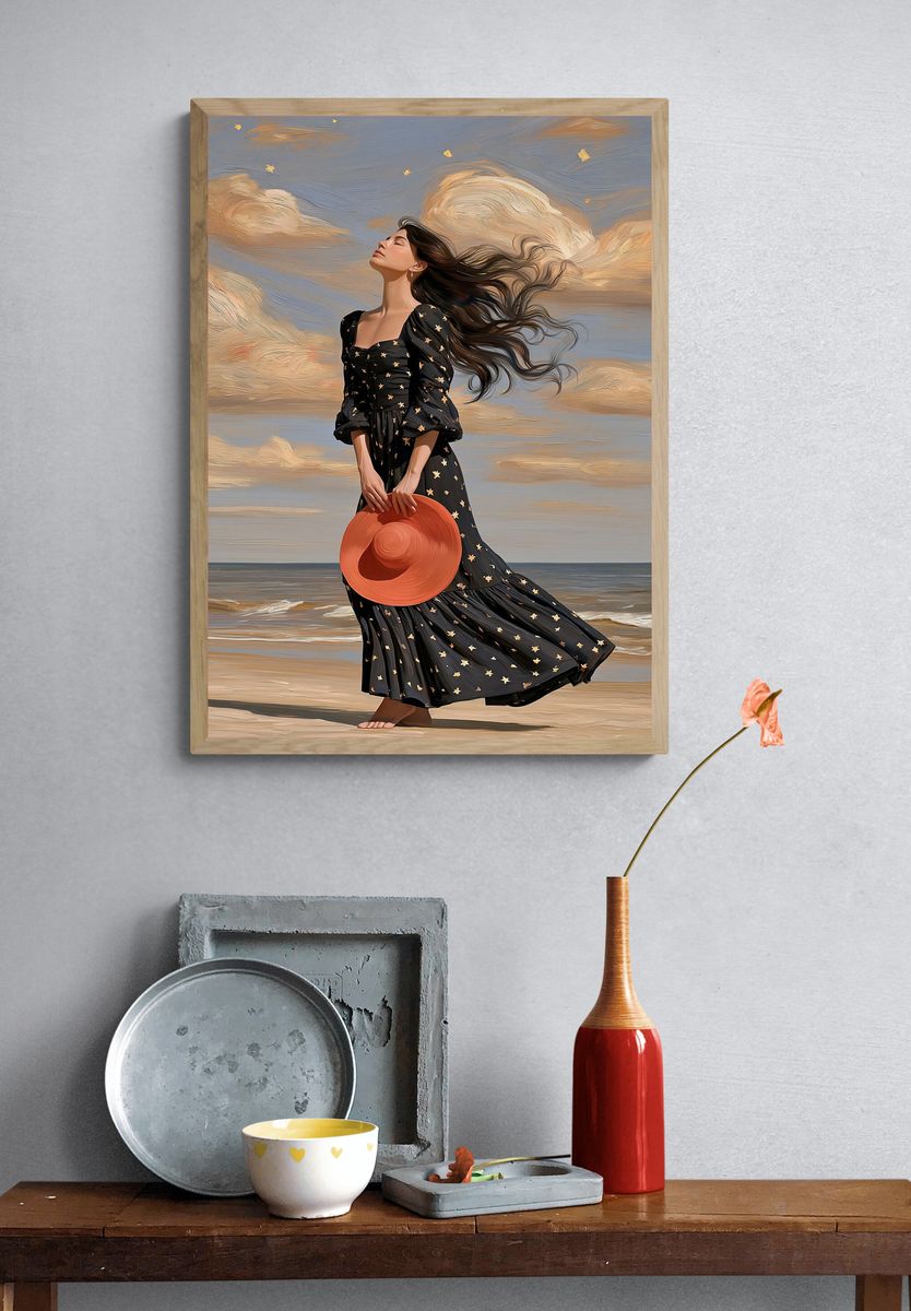 Windblown Beach Portrait Print. — room view 3