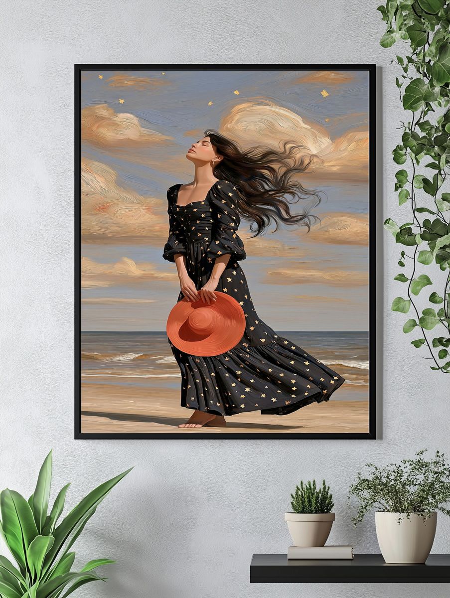 Windblown Beach Portrait Print. — room view 4