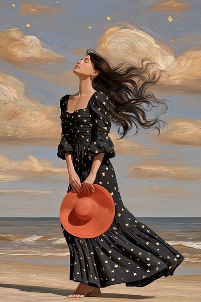 Windblown Beach Portrait Print.