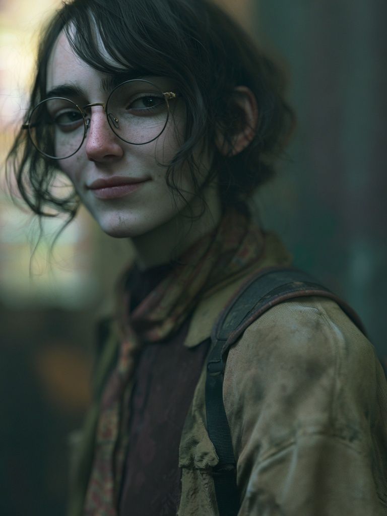 Moody Portrait of a Glasses-Wearing Woman Poster. poster — photography art