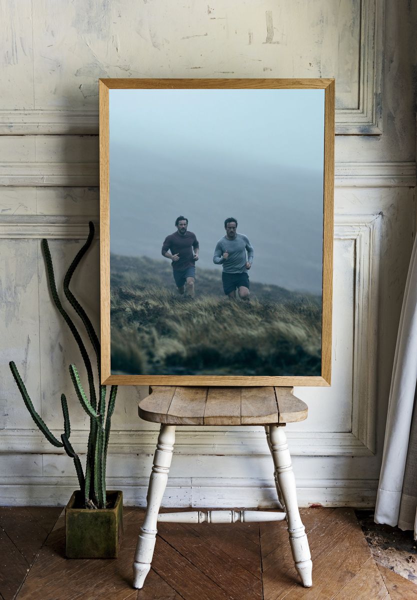 Foggy Trail Runners Photography Poster. — room view 1