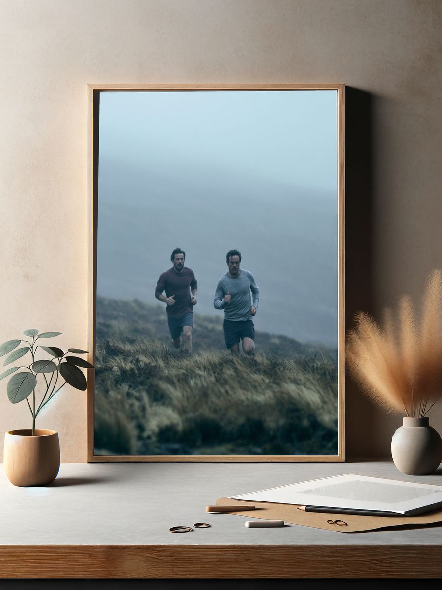 Foggy Trail Runners Photography Poster. — room view 2