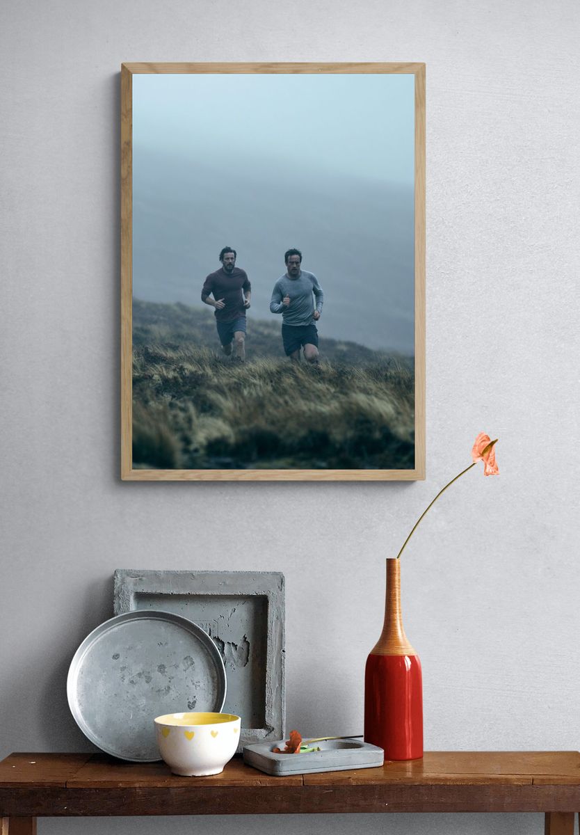 Foggy Trail Runners Photography Poster. — room view 3